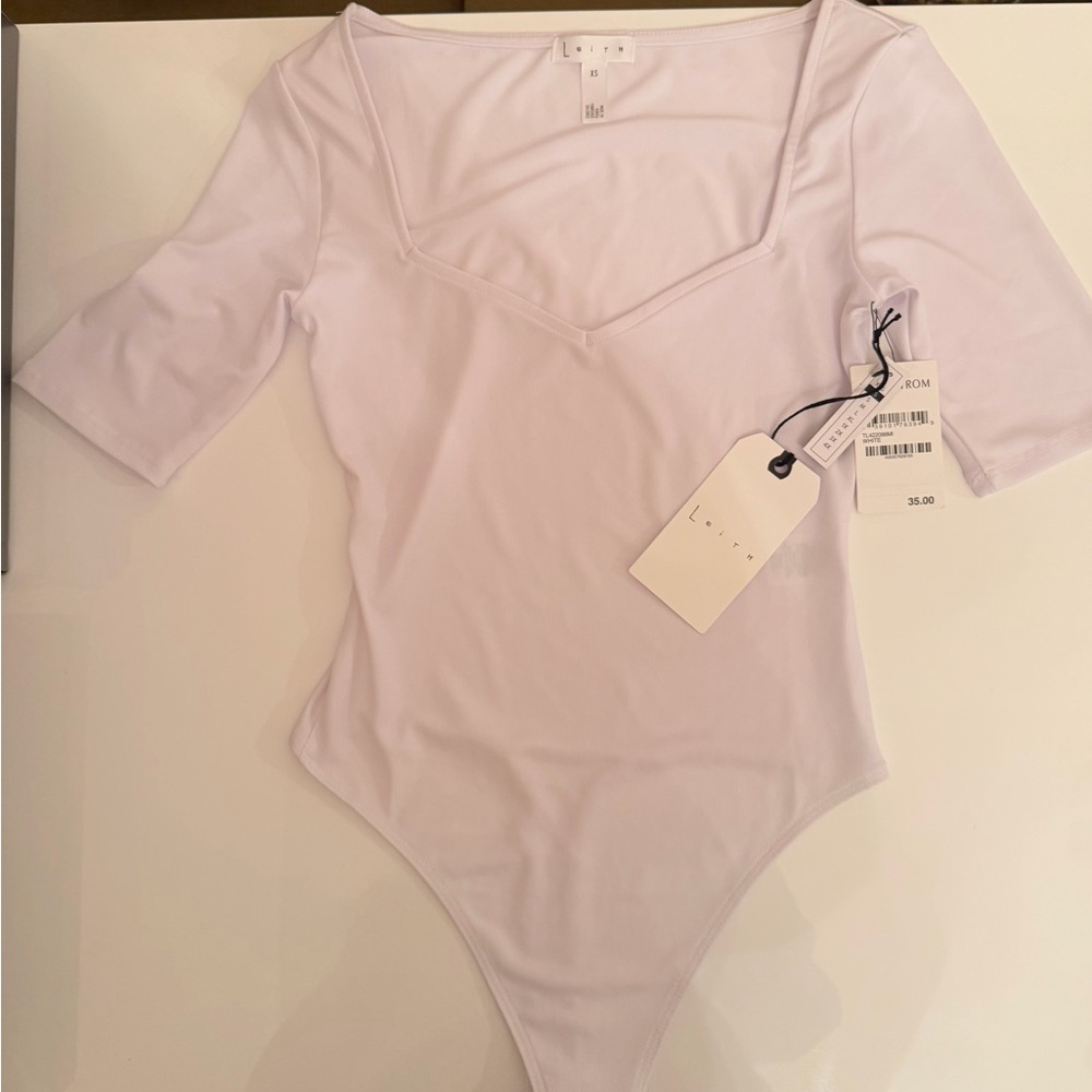 LEITH White Bodysuit Top